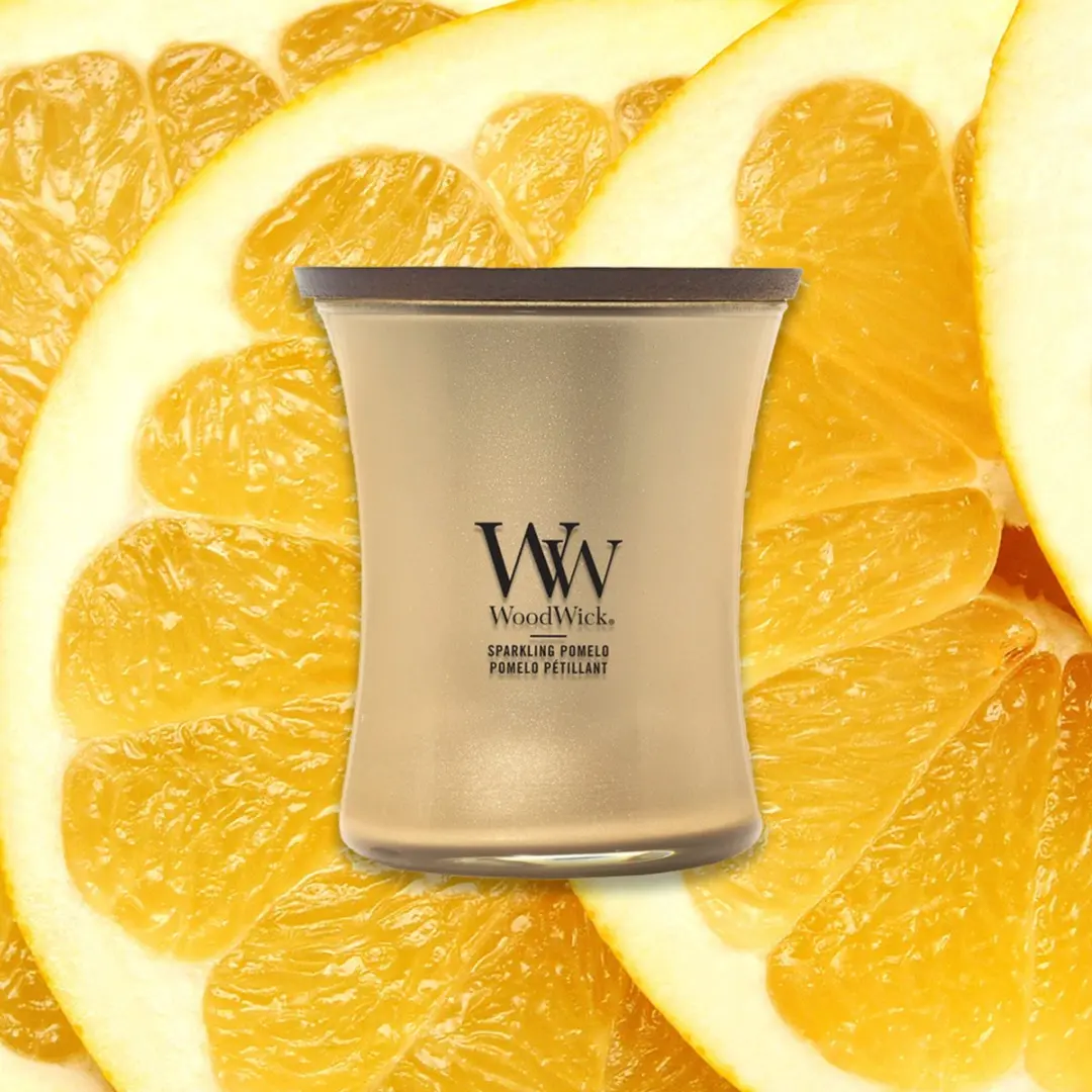 Woodwick Precious Metals Sparkling Pomelo Geurkaars - Goud - 60 uur