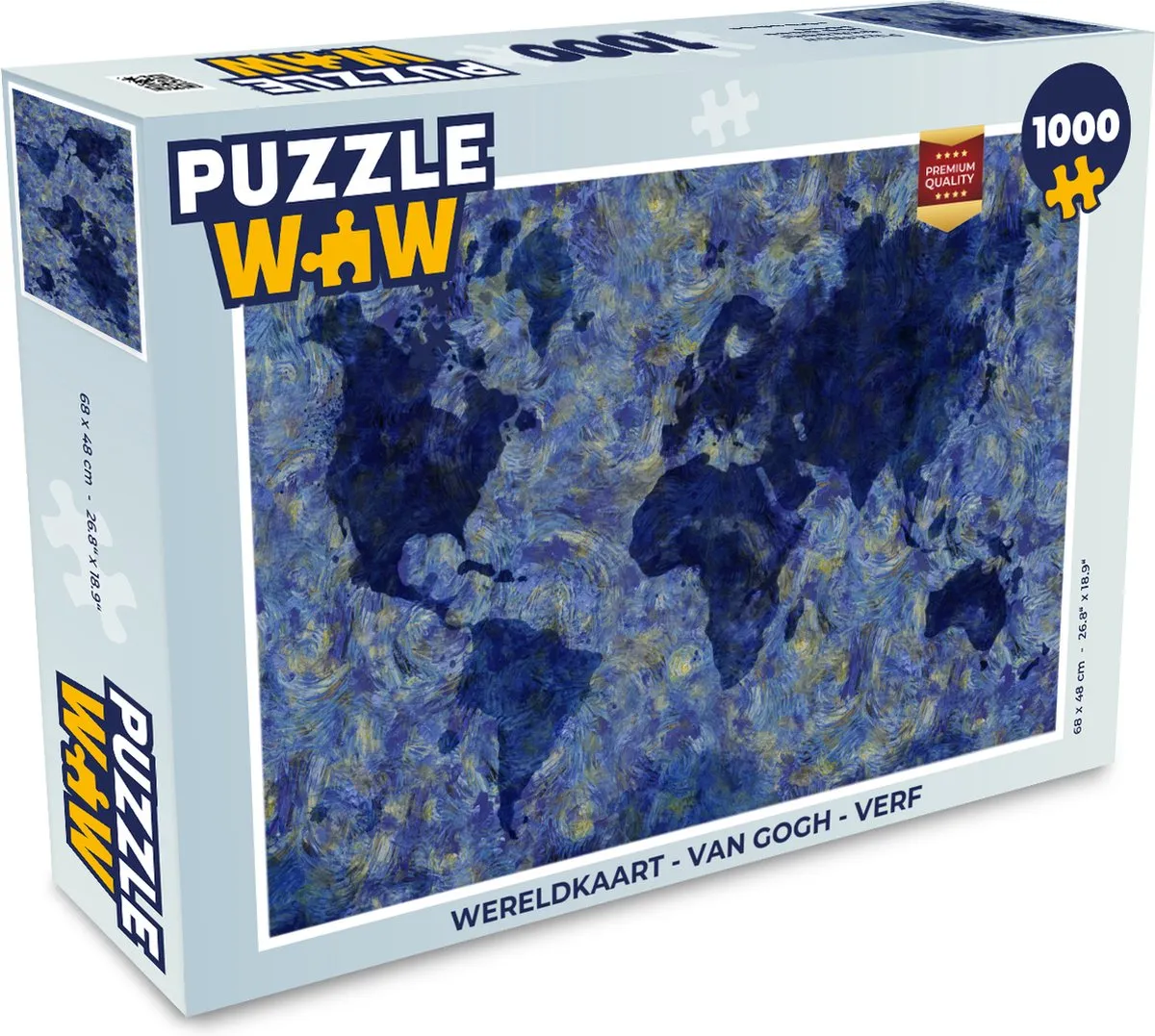 PuzzleWow Wereldkaart Van Gogh Legpuzzel 1000 Stuks - Multicolor