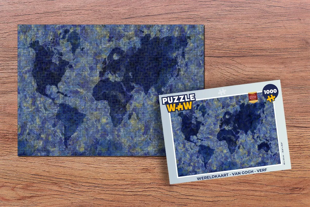 PuzzleWow Wereldkaart Van Gogh Legpuzzel 1000 Stuks - Multicolor