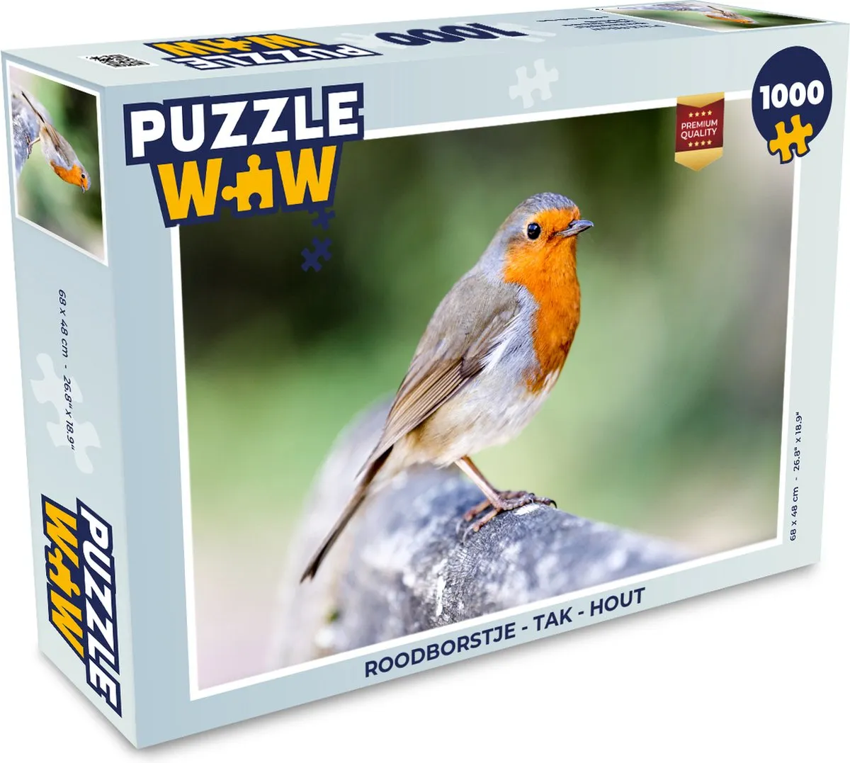 PuzzleWow Roodborstje Tak Legpuzzel 1000 Stuks - Multicolor