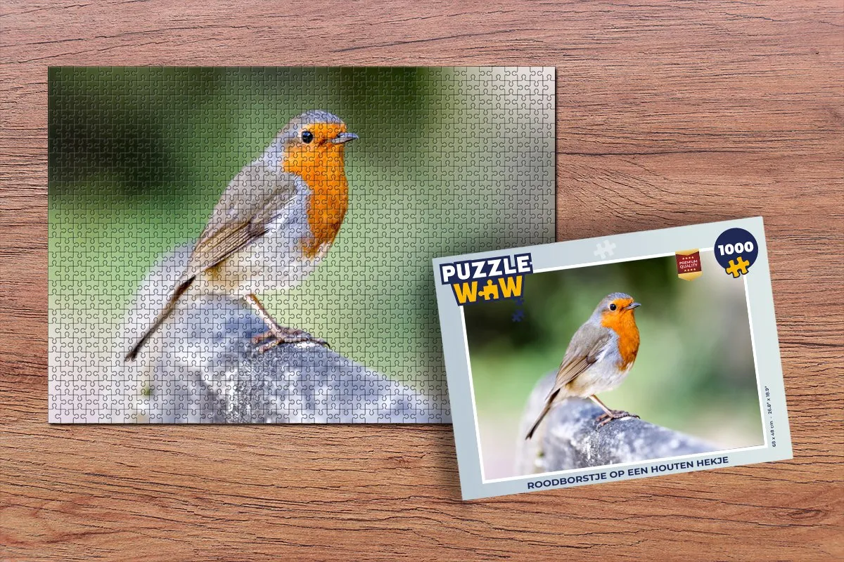PuzzleWow Roodborstje Tak Legpuzzel 1000 Stuks - Multicolor