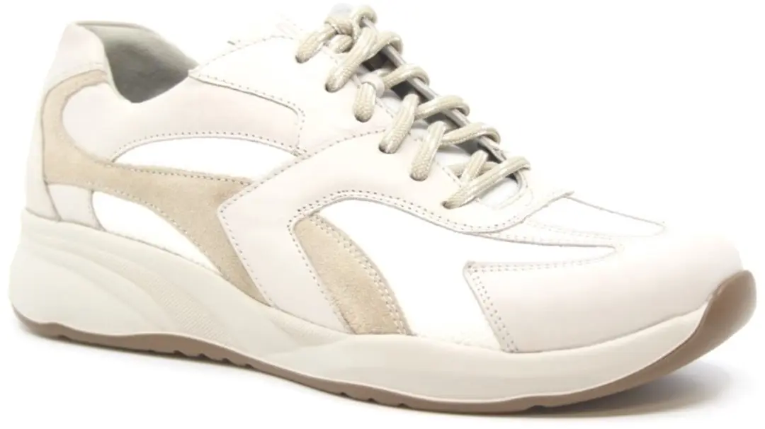 Durea 6316 H Lage Sneakers Wit/Beige