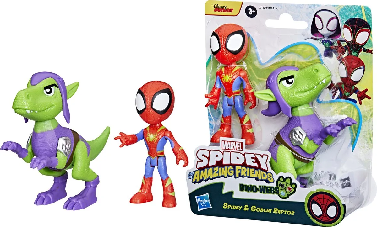Spider-Man Spidey en Goblin Raptor Dino-Webs Actiefiguur 10cm
