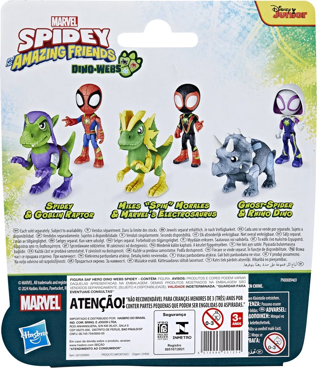 Spider-Man Spidey en Goblin Raptor Dino-Webs Actiefiguur 10cm - Meerkleurig