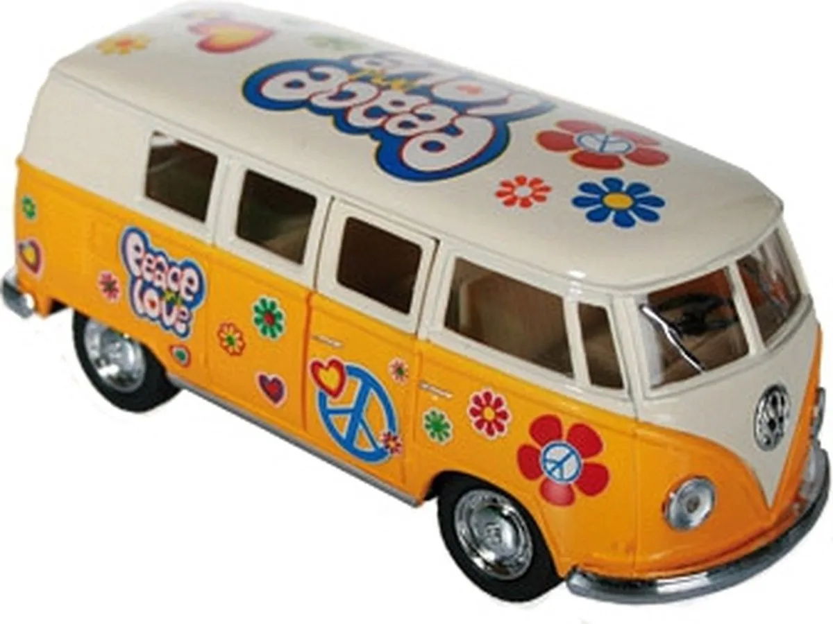 Volkswagen T1 Hippie Bus - Speelgoed 12cm - Geel