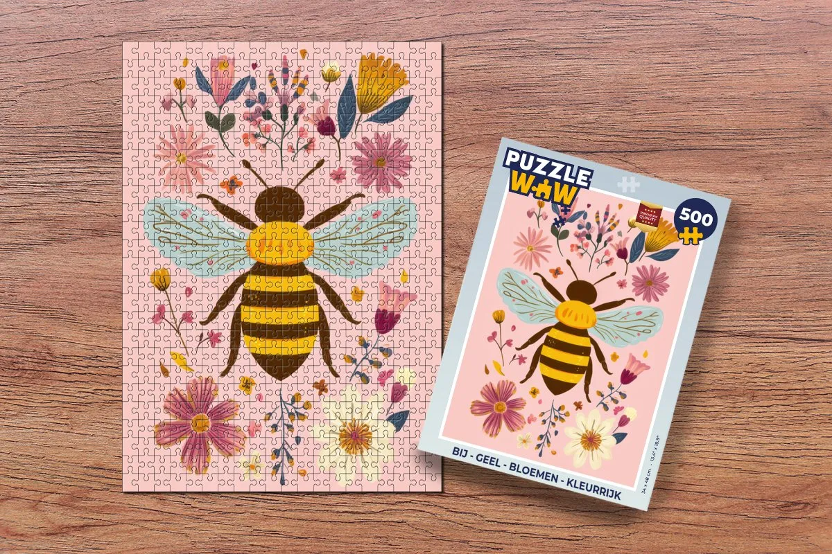 PuzzleWow Bij Bloemen Legpuzzel 500 Stuks - 8721414232376