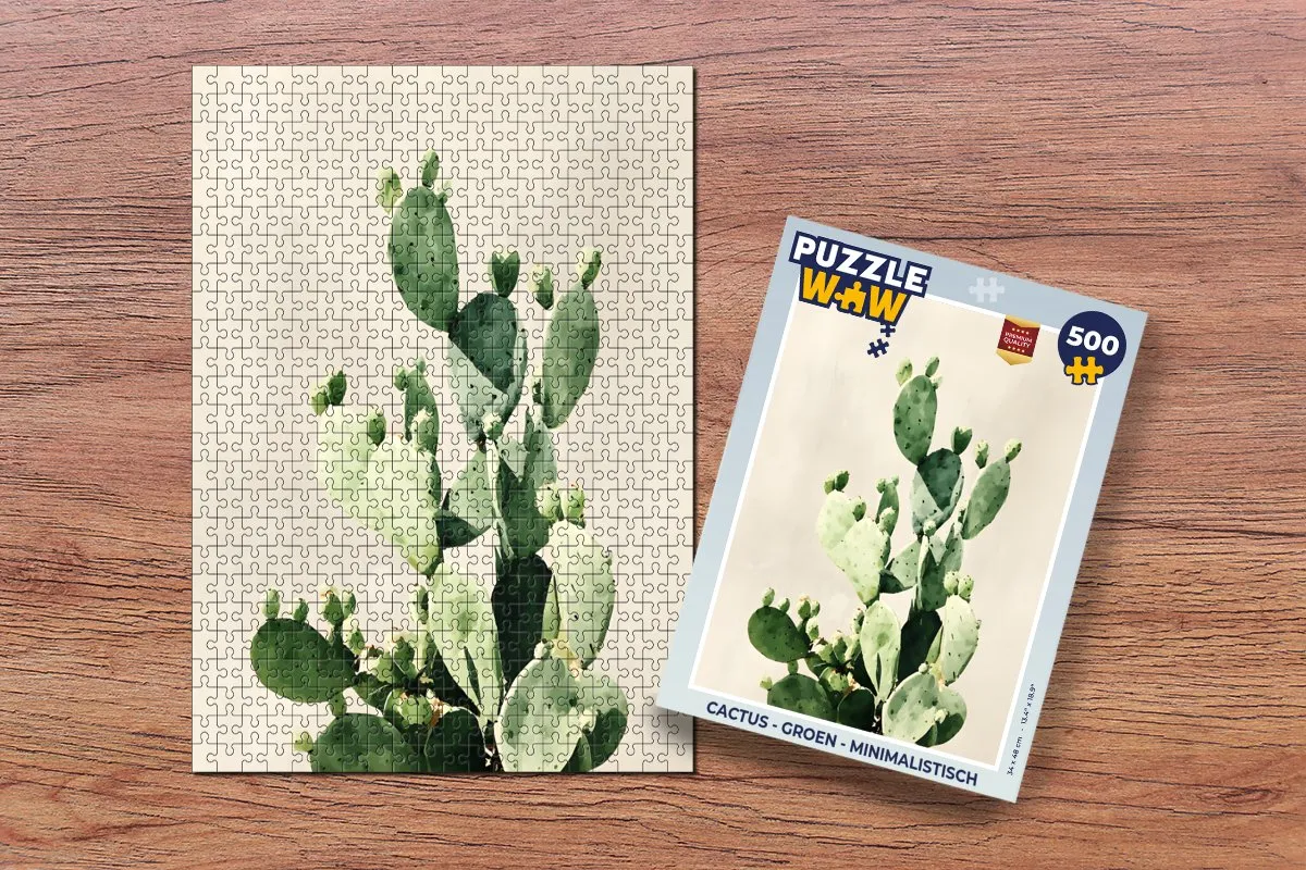 PuzzleWow Minimalistische Puzzel Cactus 500 Stuks