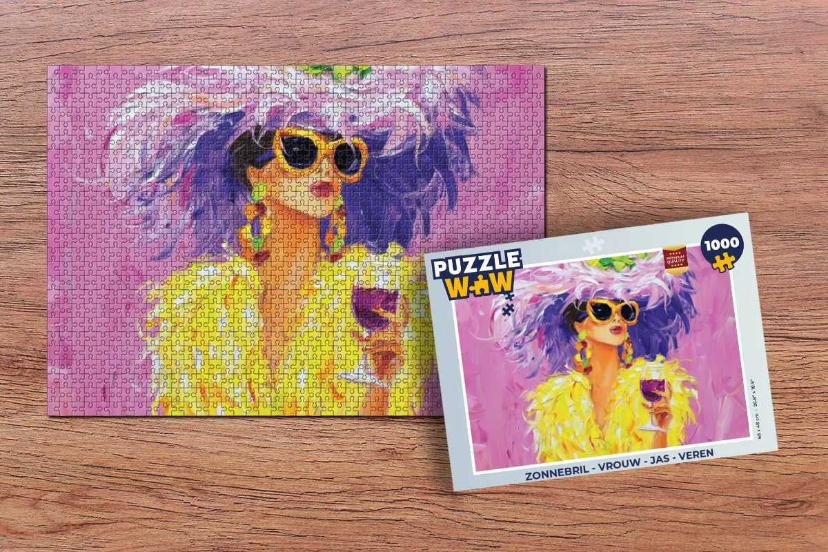 PuzzleWow Zonnebril Legpuzzel 1000 Stuks - Vrouw