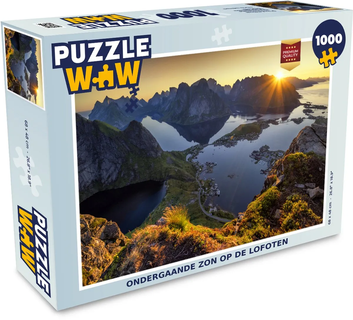 PuzzleWow Legpuzzel Ondergaande zon Lofoten 1000 Stuks - Multicolor