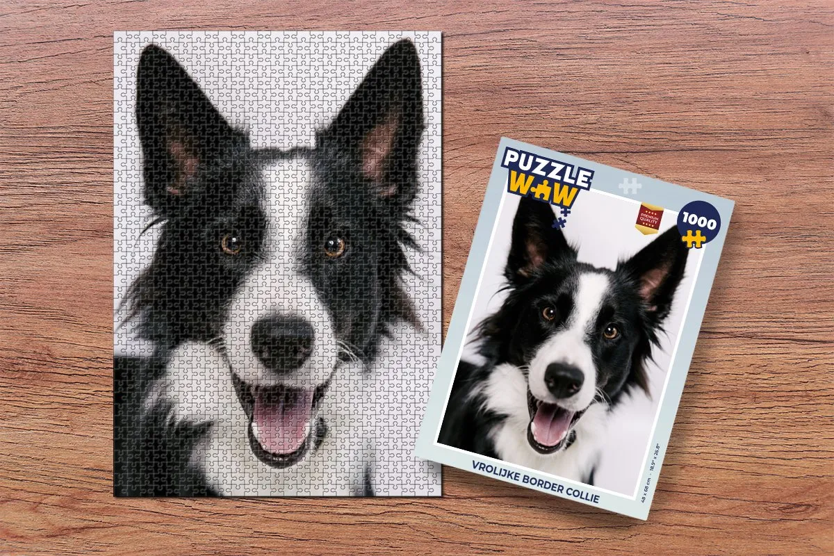 PuzzleWow Vrolijke Border Collie Legpuzzel 1000 Stuks - Multicolor