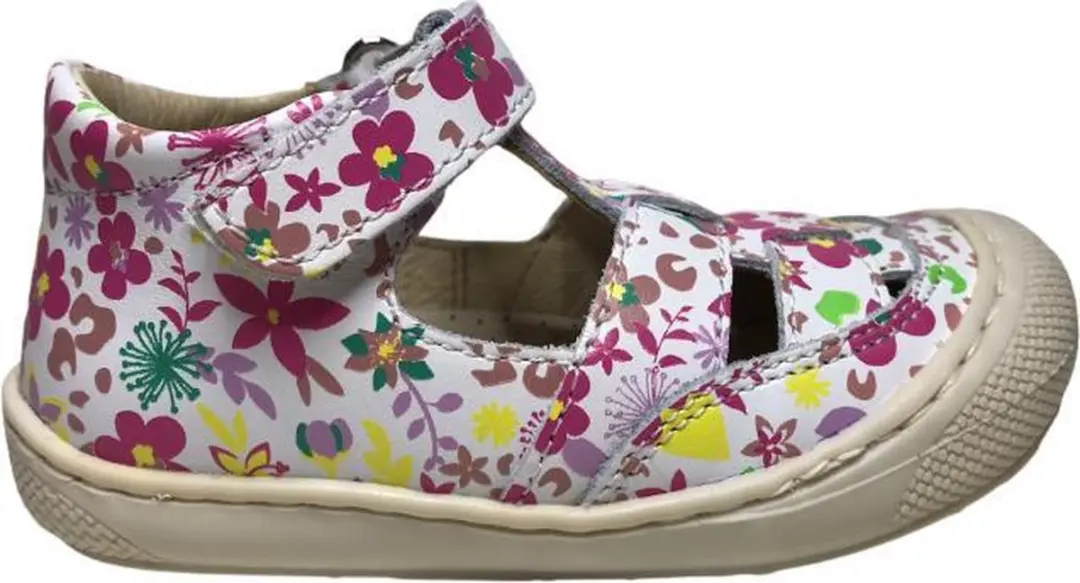 Naturino velcro bumper bloemen lederen gesloten sandalen Wad wit mt 25