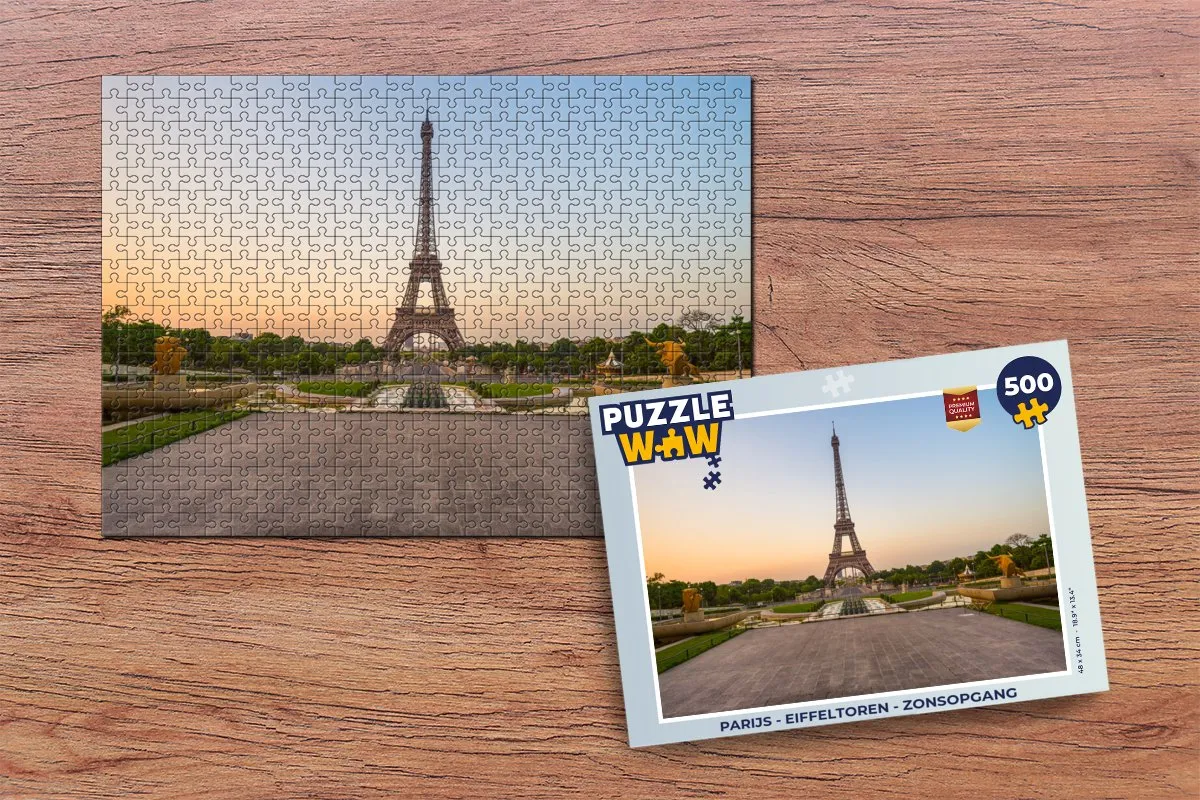 PuzzleWow Parijs Eiffeltoren Zonsopgang Legpuzzel 500 Stuks - Multicolor