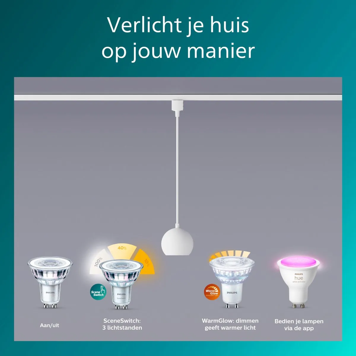 Philips LED EasyLink Colby Hanglamp GU10 - 7W Wit