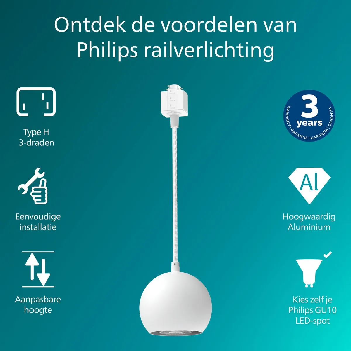 Philips LED EasyLink Colby Hanglamp GU10 - 7W Wit
