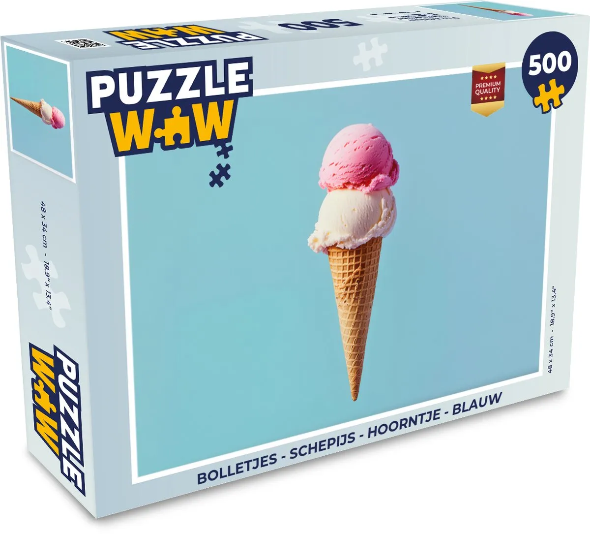 PuzzleWow Schepijs Hoorntje Puzzel 500 Stuks - Blauw