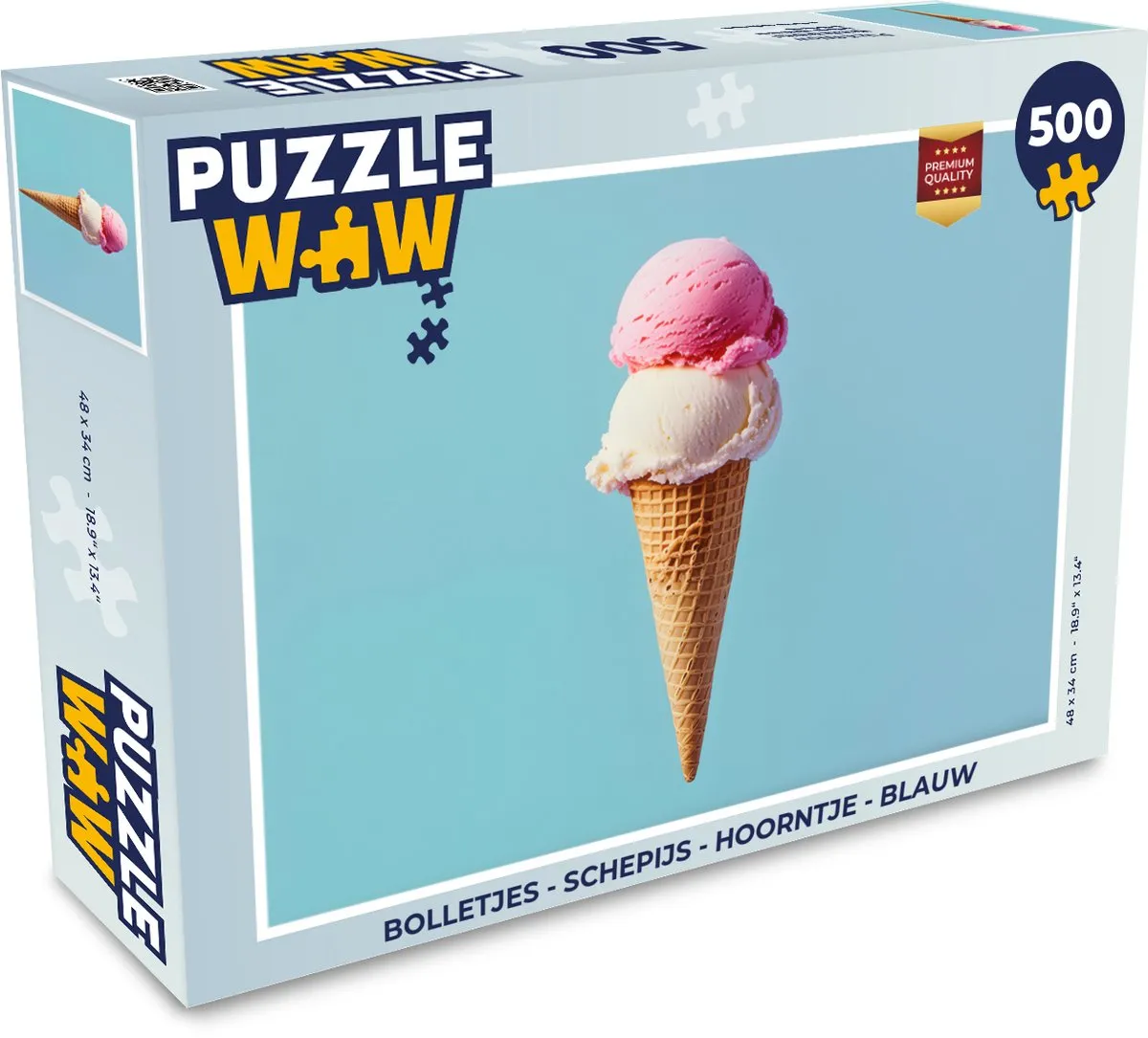 PuzzleWow Schepijs Hoorntje Puzzel 500 Stuks - Blauw