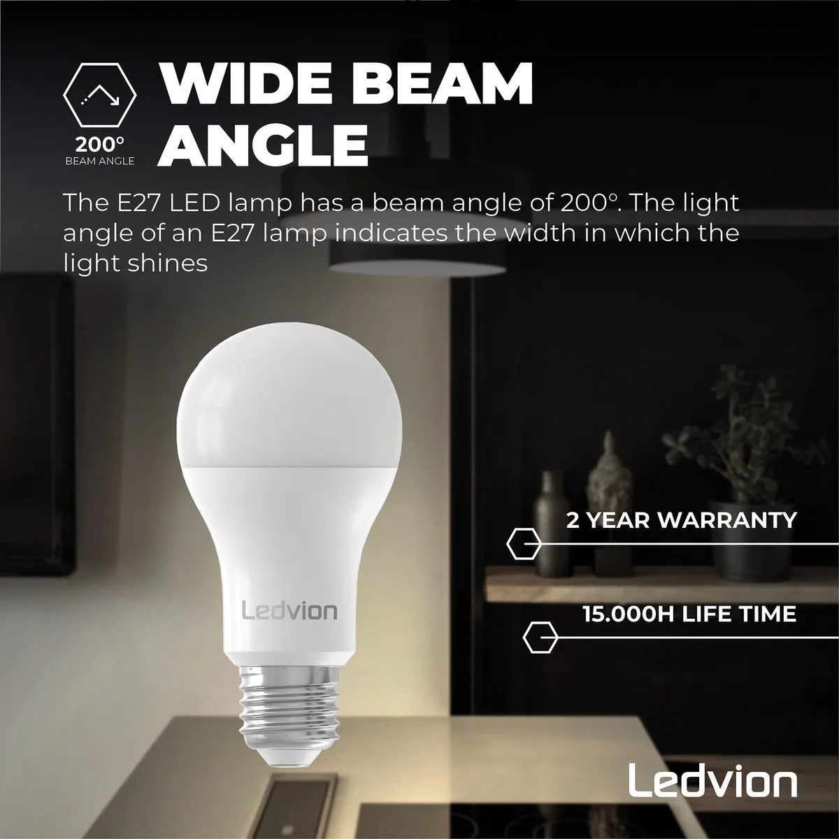 LEDVION E27 LED Lamp Dimbaar 8.8W 2700K - Mat