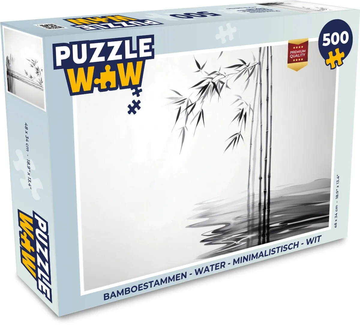 PuzzleWow Bamboestammen Water Legpuzzel 500 Stuks - Wit
