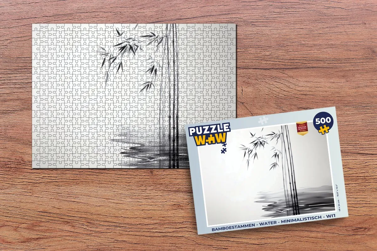 PuzzleWow Bamboestammen Water Legpuzzel 500 Stuks - Wit