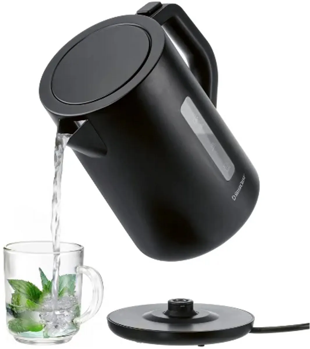 SILVERCREST® Waterkoker 1,7 L - Materiaal: BPA vrij kunststof - Vermogen: 3000 W - 1 l water in ca. 2:37 min. - 360° draaibaar - Uitneembaar en afwasbaar kalkfilter - Waterstandaanwijzing - Zwart