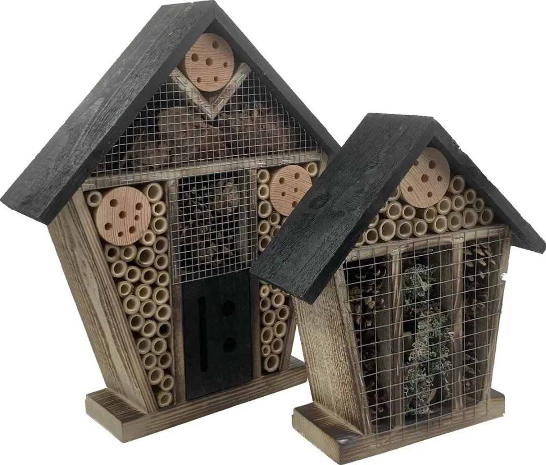 GARDEN SPIRIT Insectenhotel Set van 2 Bijenhotel gevlamd zwart