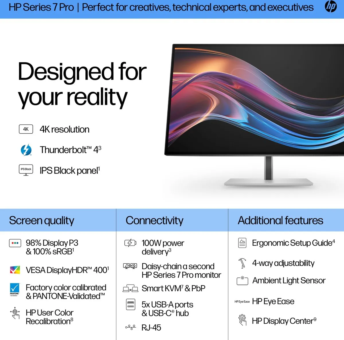 HP Serie 7 Pro 27 inch 4K Monitor - Thunderbolt 4