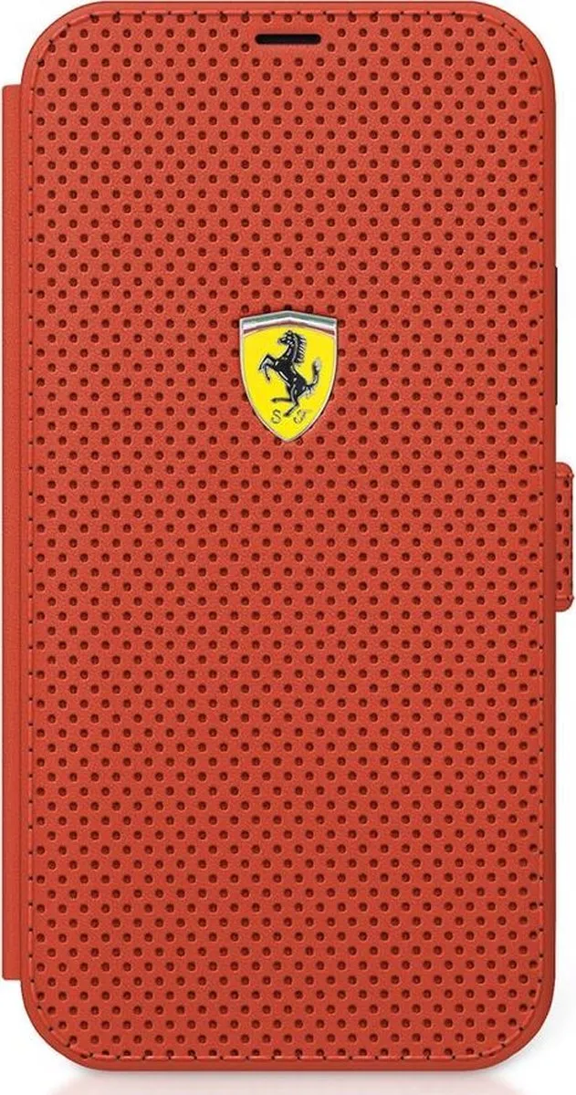 Ferrari Perforated Book Case - iPhone 12 Mini - 3 Stuks - Rood