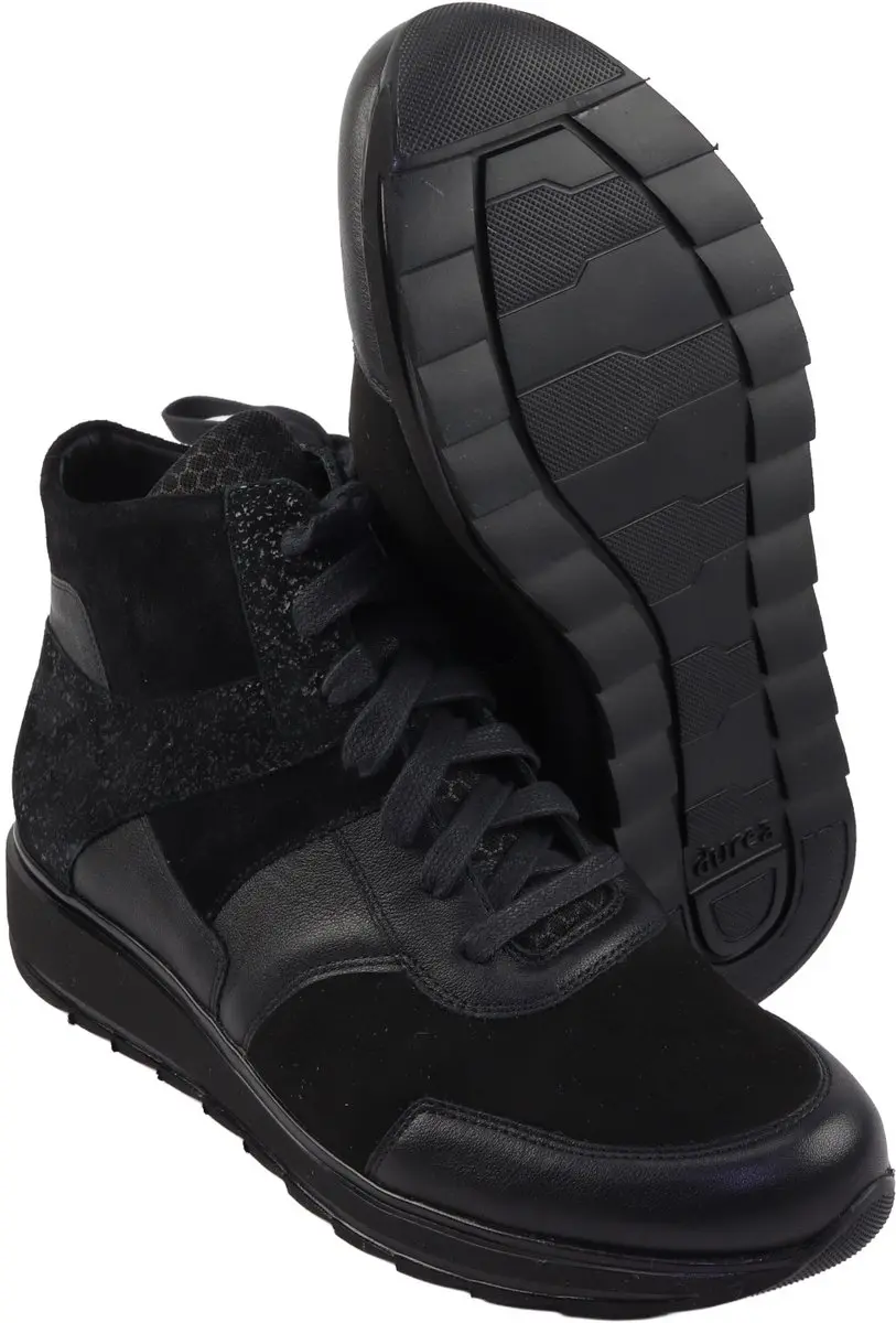 Durea 9745 Dames Veterboots - Zwart