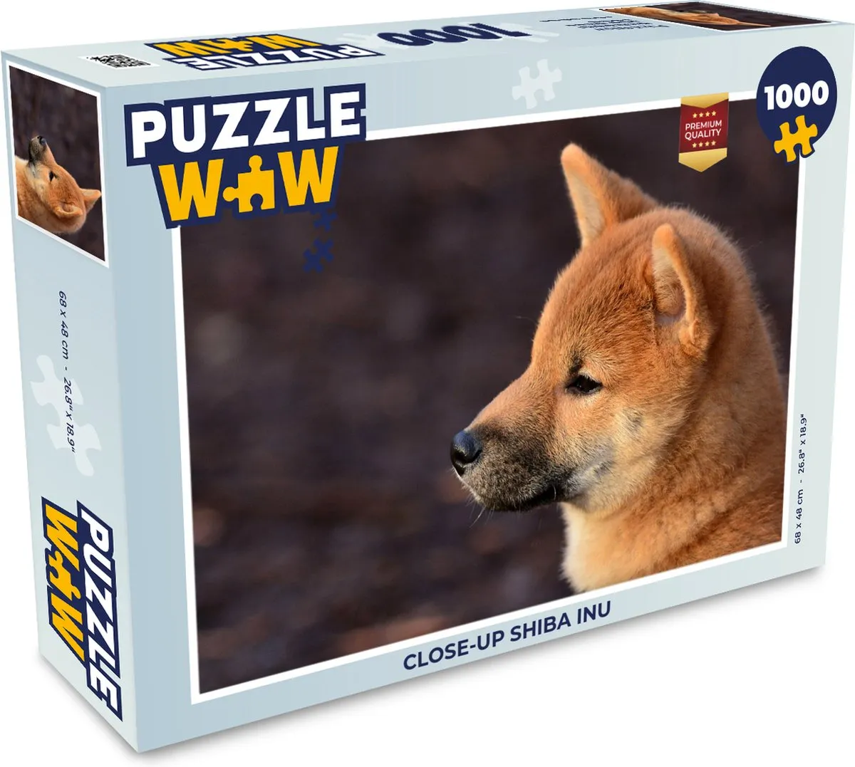 PuzzleWow Close-up Shiba Inu Legpuzzel 1000 Stuks - Multicolor