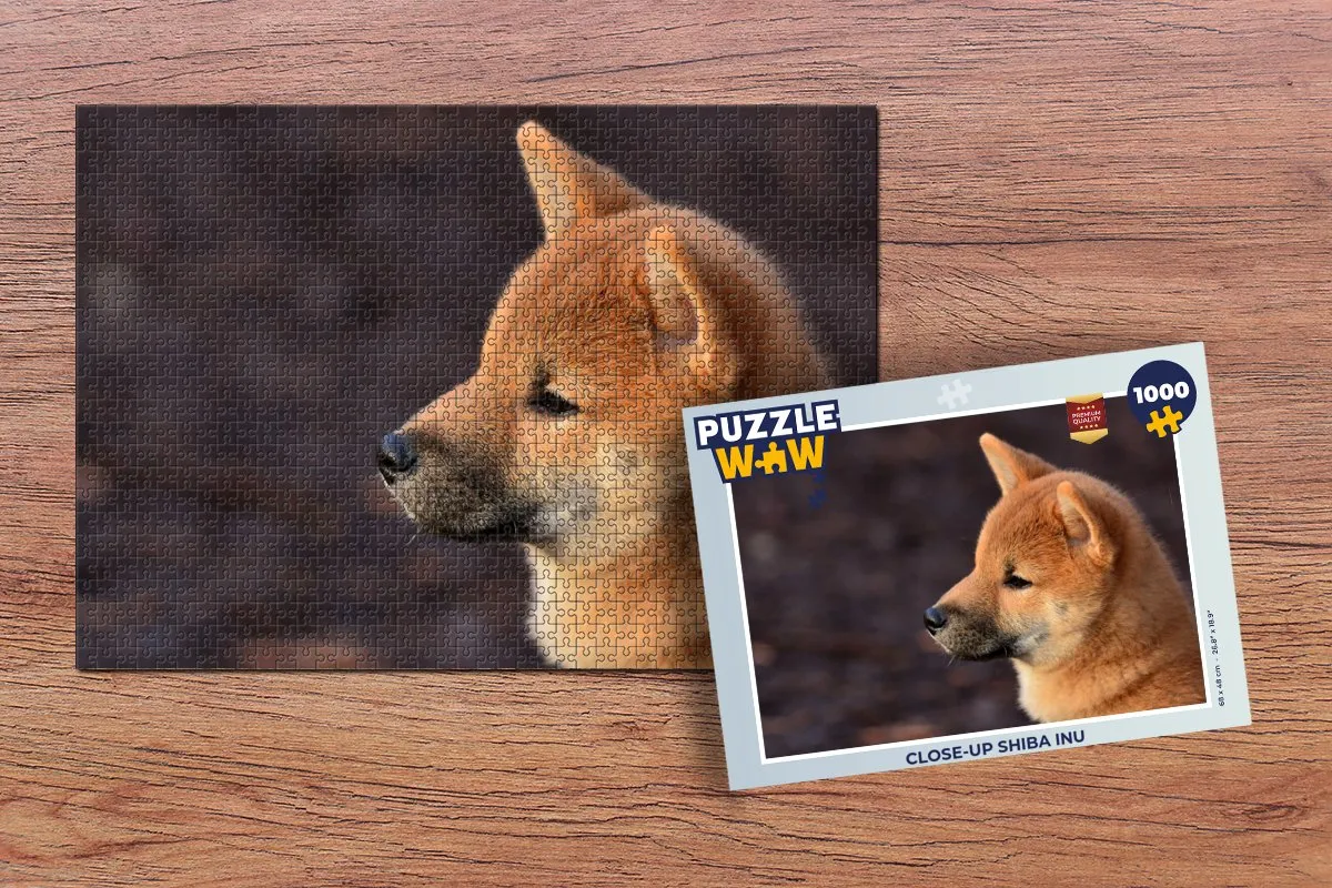 PuzzleWow Close-up Shiba Inu Legpuzzel 1000 Stuks - Multicolor