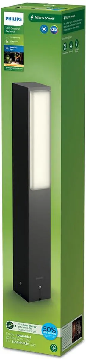 Philips Stratosphere sokkellamp - Ultra Efficient - antraciet - 3,8W