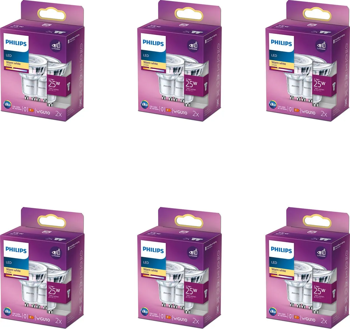 Philips LED GU10 Spotlamp 3.1W Warmwit