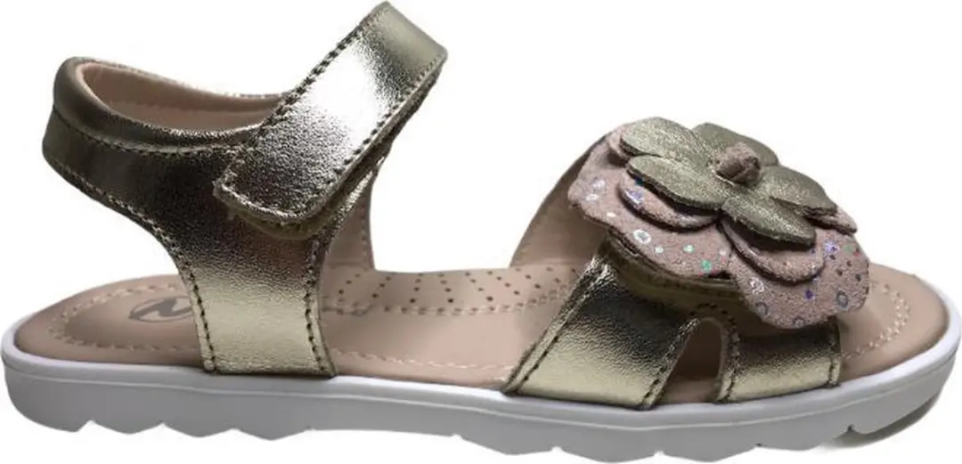Naturino velcro roze bloem lederen sandalen Slinky goud mt 29