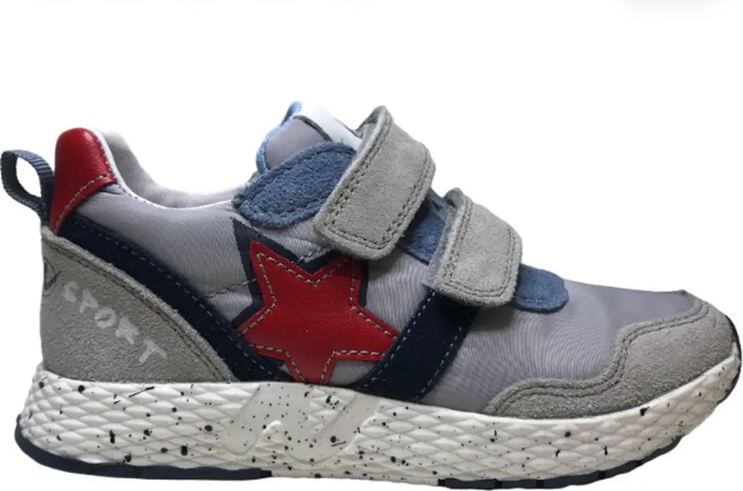 Naturino Mt 20 velcro's rode ster lederen sportieve sneakers Luan grijs