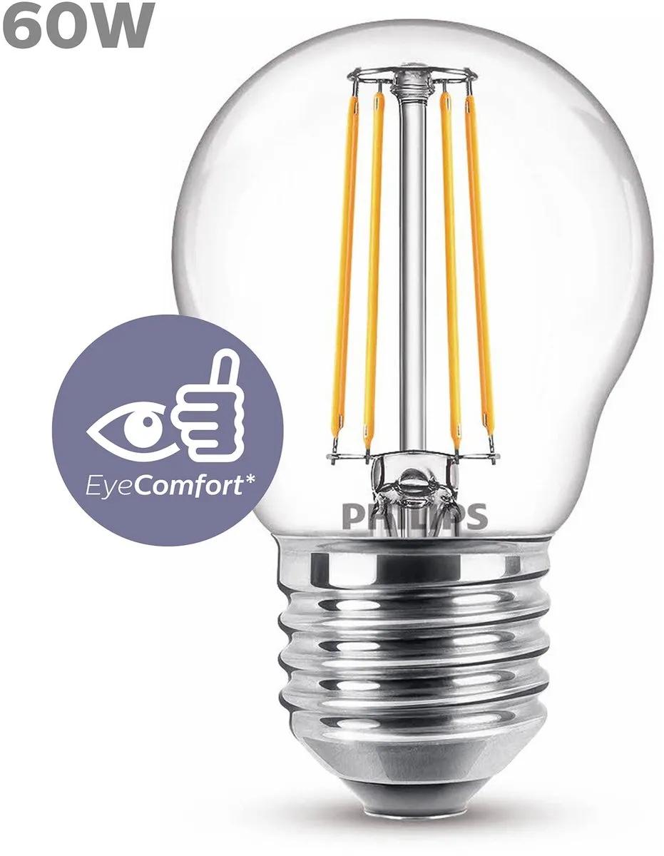 Philips LED Kogellamp E27 6.5W Warmwit