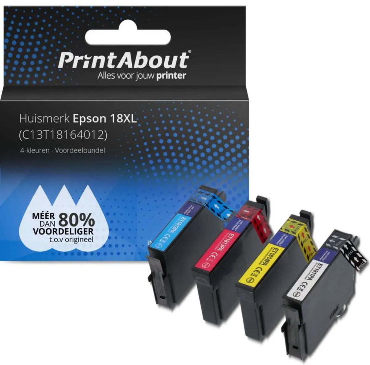 PrintAbout C13T18164012-PA2 Inktcartridge 4 Kleuren - 56ml - XL