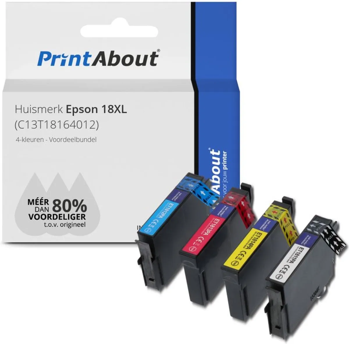 PrintAbout C13T18164012-PA2 Inktcartridge 4 Kleuren - 56ml - XL