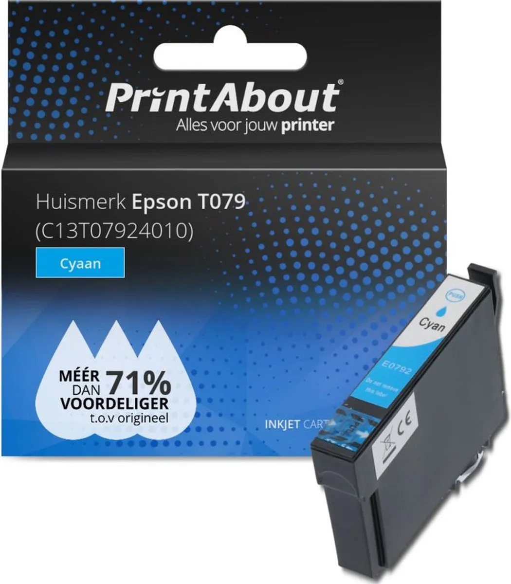 PrintAbout T079 C13T07924010 Cyaan Inktcartridge