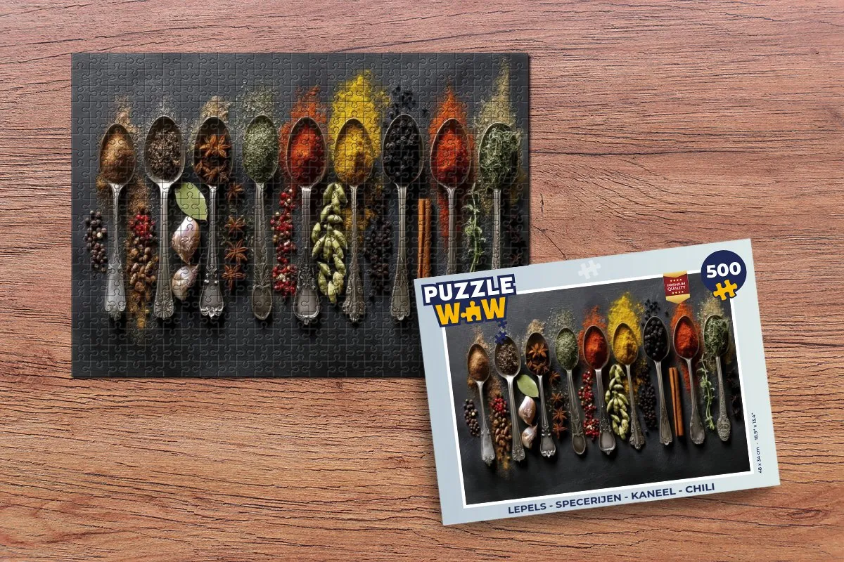 PuzzleWow Lepels Specerijen Puzzel 500 Stuks - Kaneel/Chili