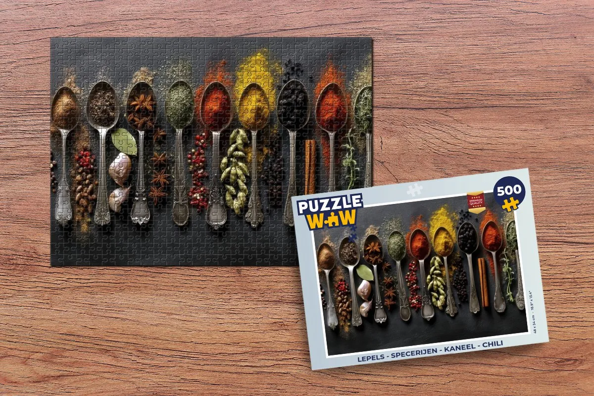 PuzzleWow Lepels Specerijen Puzzel 500 Stuks - Kaneel/Chili