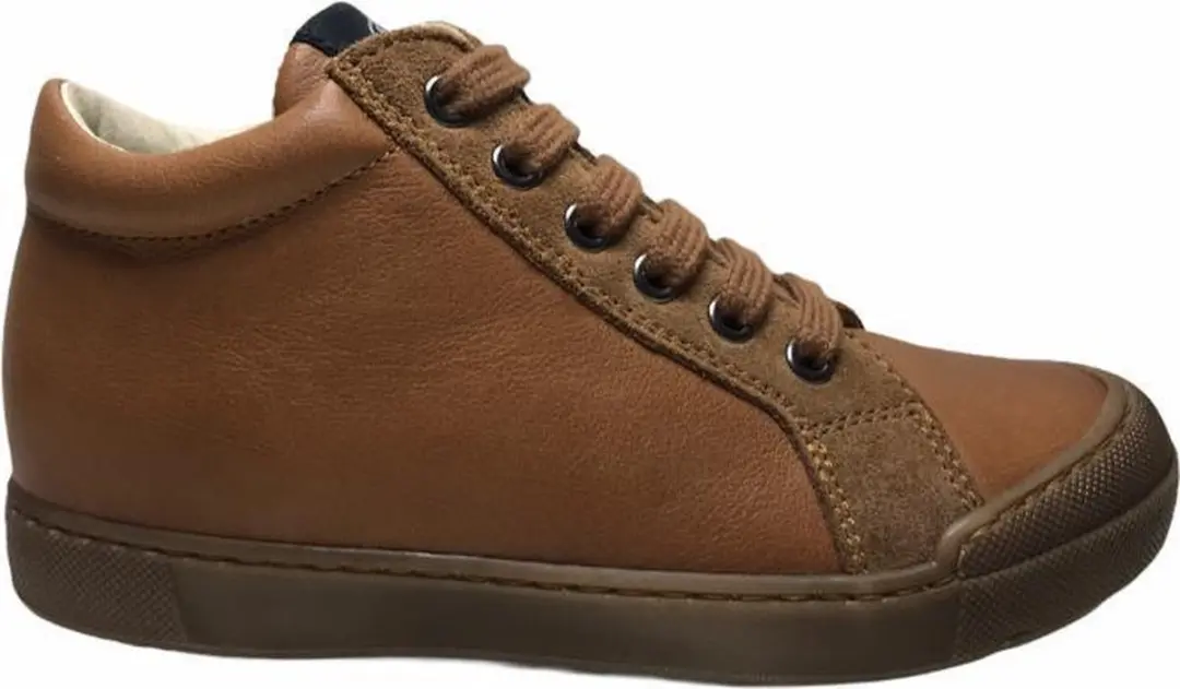 Naturino rits veter bumper lederen effen hoge sneakers Dord Cognac mt 33
