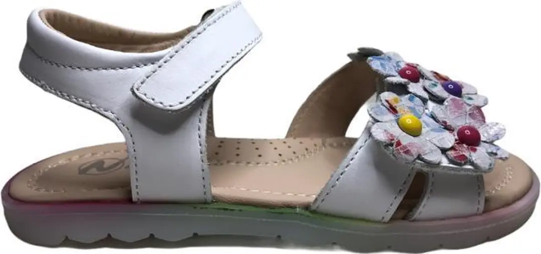 Naturino velcro multi kleuren bloempjes lederen sandalen Lucille wit mt 35