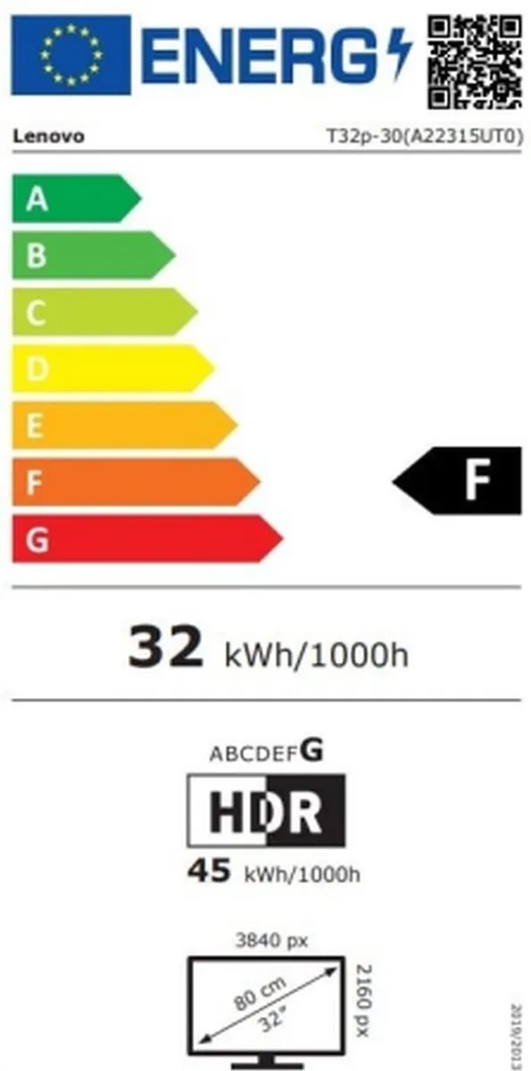 Lenovo T32P-30 Monitor 32" 4K IPS - USB-C/HDMI