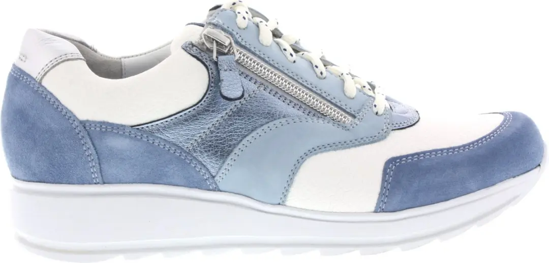 Dames Veterschoenen Durea 6279-685-1490 Savoia/wit/matzi Jeansblauw