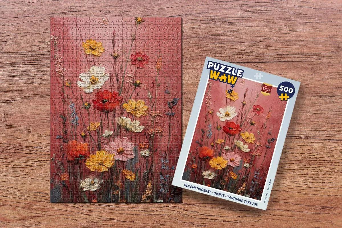 PuzzleWow Bloemenboeket Legpuzzel 500 Stuks - Tastbare textuur