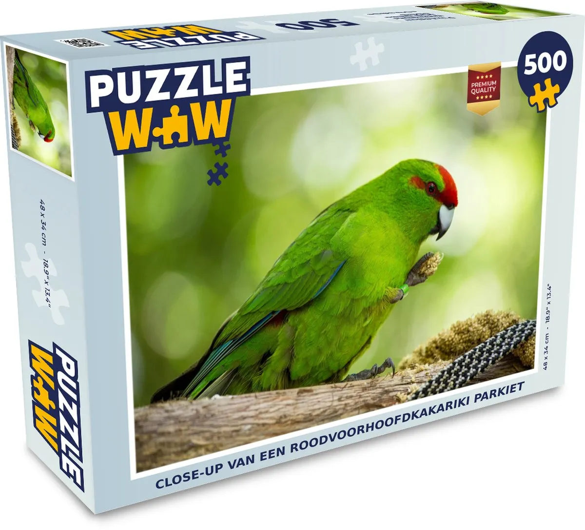 PuzzleWow Roodvoorhoofdkakariki Legpuzzel 500 Stuks - Multicolor