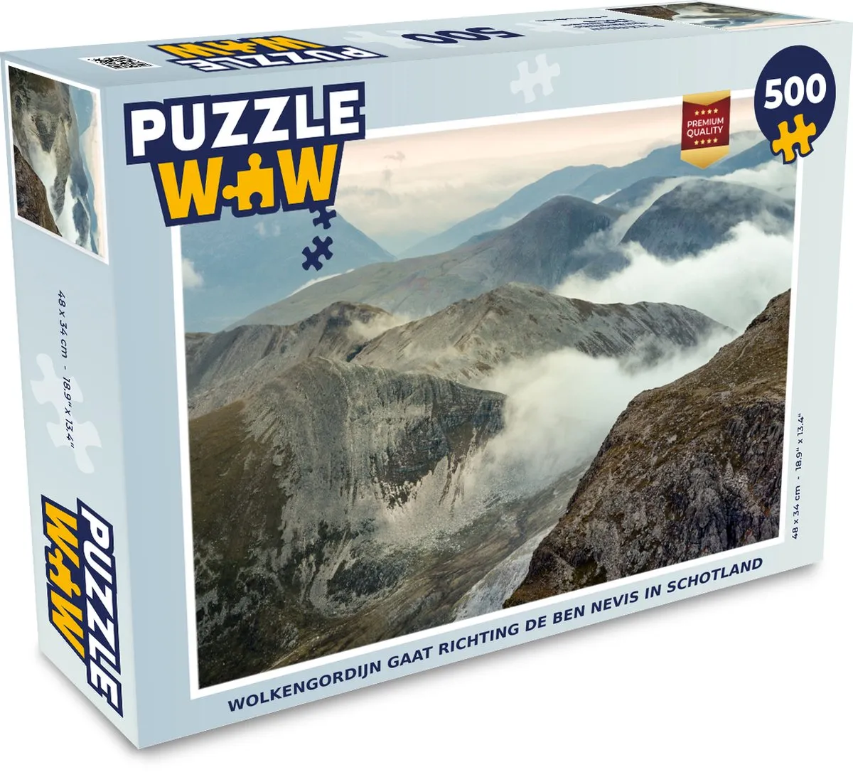 PuzzleWow Wolkengordijn Ben Nevis Legpuzzel 500 Stuks - Multicolor