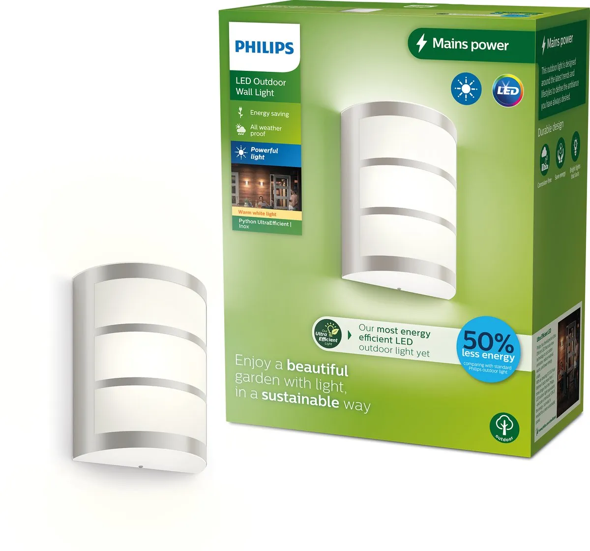 Philips Python Wandlamp 3,8W - Inox