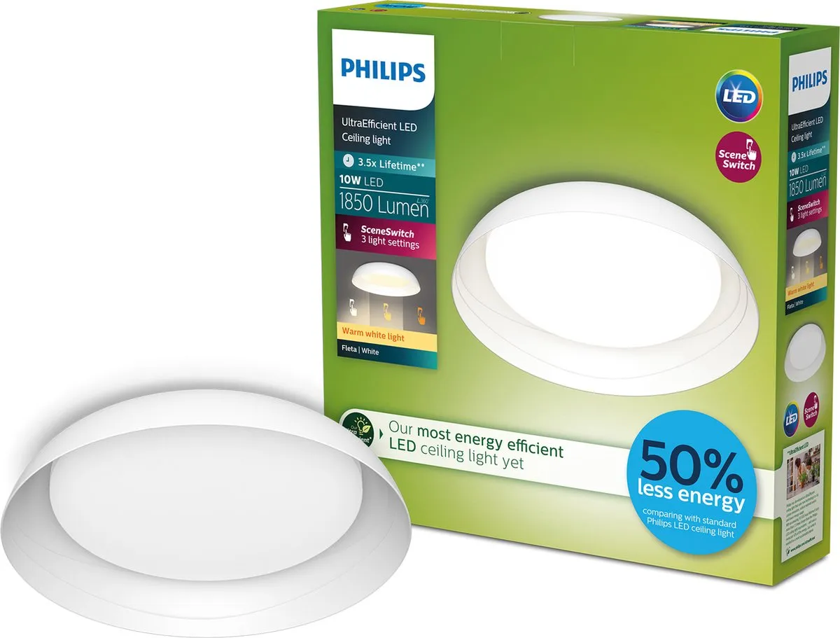 Philips Fleta Plafondlamp 10W Warmwit