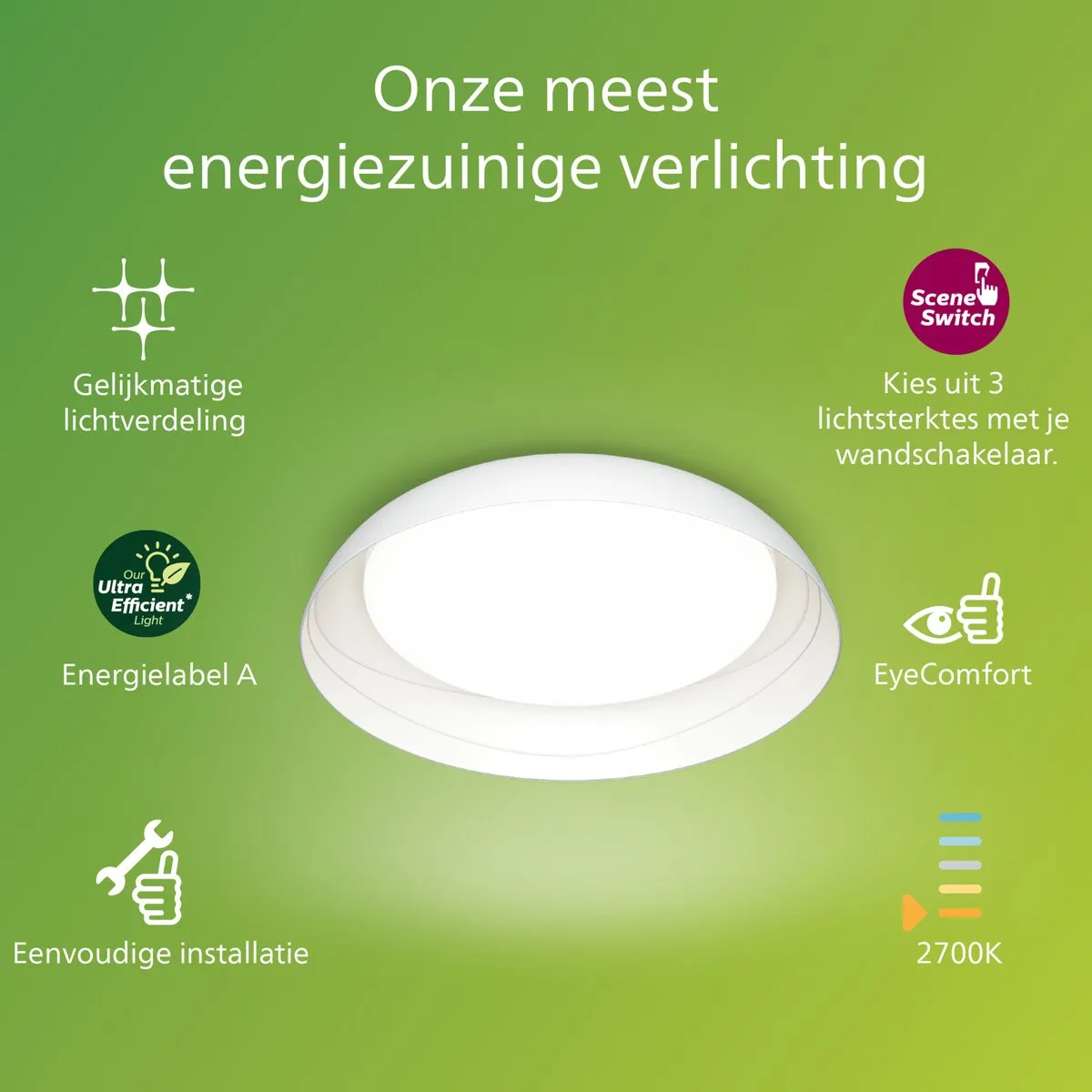 Philips Fleta Plafondlamp 10W Warmwit - Ø35cm